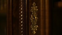 Keyhole in wooden door