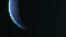 Blue Planet Neptune Slowly Revealed In The Outer Space. closeup, animation	