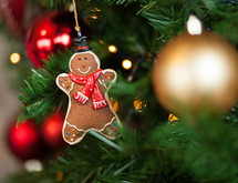 gingerbread ornament on a Christmas tree