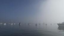 Hundred of Ships on Monterey Bay Beach California Covered by Thick Mist Cloud Fog