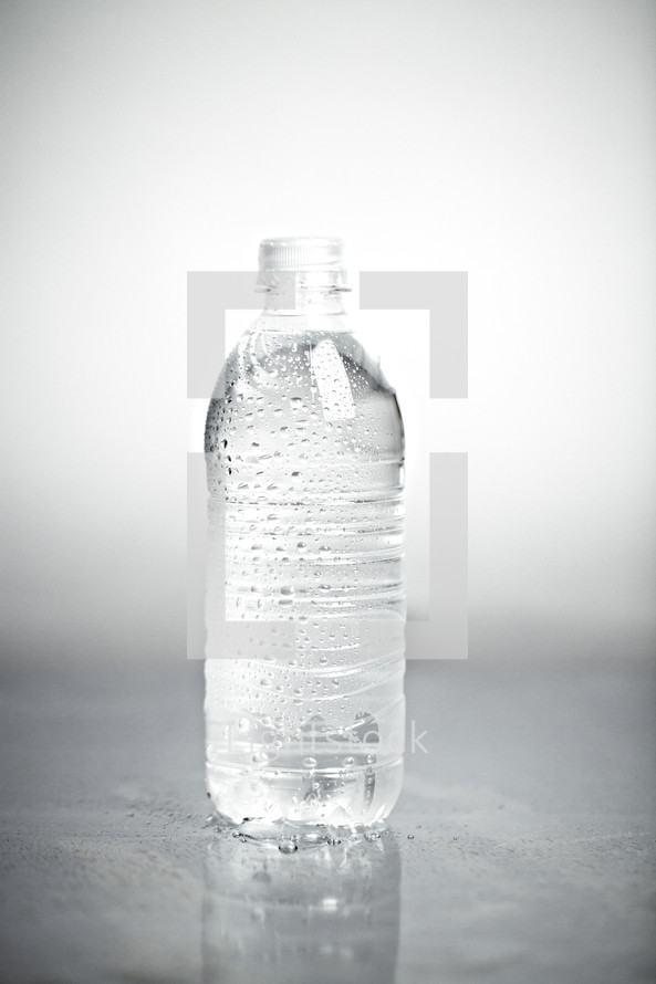 A plastic bottle of water