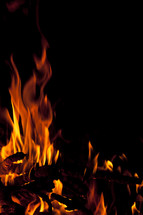 flames against a black background 