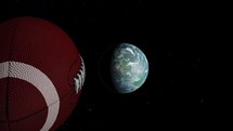 Football Travels In Space Towards Earth