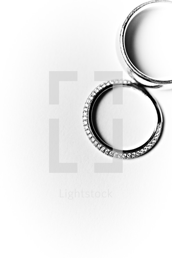 Wedding bands or rings isolated on white