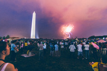 fireworks around the Washington Monument 