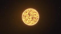 Sun in outer space: 3D animation, zooming out.