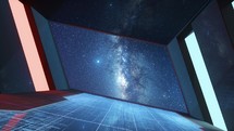 Futuristic tunnel with milky way background, 3d rendering.
