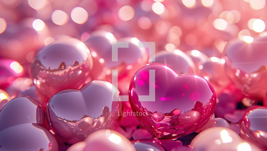 Closeup of Pink Heart Shaped and Round Beads