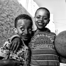 smiling children with a ball in Ethiopia 