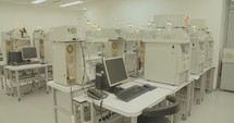 Pharmaceutical laboratory with medical and scientific equipment for drug manufacturing