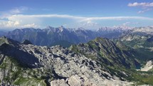 Panorama of beautiful mountains landscape of Triglav national park in Julian alps in Slovenian nature
