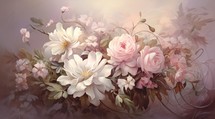 Beautiful bouquet of flowers in watercolor technique. Delicate floral background.