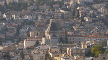 The city of Nazareth with the basilica of the annunciation