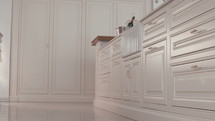 Tracking shot of a large luxury kitchen