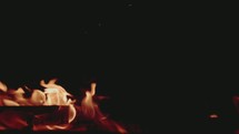 Log burning on fire