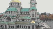 The st alexander nevsky cathedral in Sofia, Bulgaria - Aerial Drone view in 4K