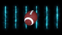 Football Rotating On Neon Background