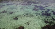 aerial view over coral reef 