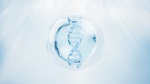 DNA and water bubble, 3d rendering.