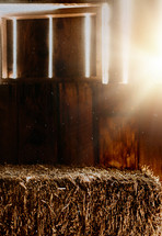 hay bale in a stable 