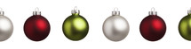 Row of Christmas ornaments.