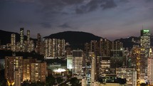 Timelapse of night illuminated Hong Kong