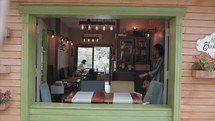 Woman entering a Cafe in Istanbul