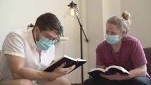 Men's Bible study with face masks during Covid-19 