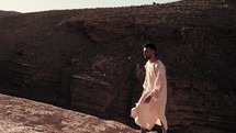 Jesus walking through the desert 