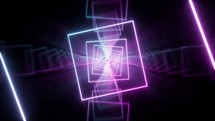 Loop animation in glowing neon lines tunnel, 3d rendering.
