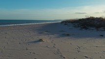 Footprints On The Calm Beachside