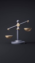 Loop animation of judgment balance scale with equity concept, 3d rendering.
