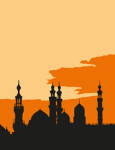 mosques at sunset 