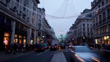 Day to night time-lapse of Regent street with Christmas lights at Christmas 