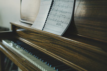 sheet music on a piano 