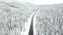 road through a winter forest 
