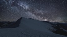 Milky way galaxy stars sky over winter alps mountains Astronomy time-lapse Background
