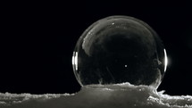 Bubble forming ice crystals in snow.
