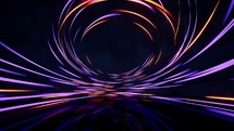 Glowing round illuminated lines with motion blur, 3d rendering.
