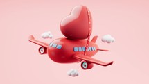 Loop animation of love heart with 3d cartoon style, 3d rendering.
