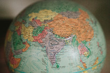 India on a globe 