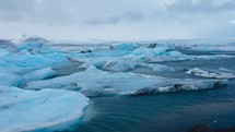 A Panoramic View Of A Glacier In Iceland