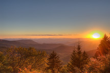 Blue Ridge mountains at sunset 