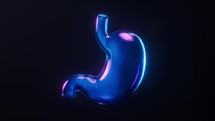 Loop animation of stomach with dark neon light effect, 3d rendering.
