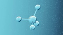 Chemical molecule with blue background, 3d rendering.
