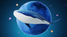 Whale in the outer space, 3d rendering.
