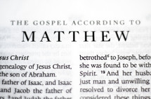 Title of the book of Matthew up close