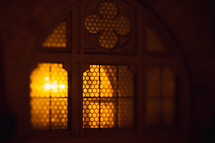 glowing light in church window 