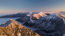 Beautiful alps mountain in early spring sunrise nature landcape Aerial view 
