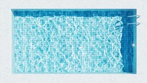 Loop animation of swimming pool with blue water inside, 3d rendering.
